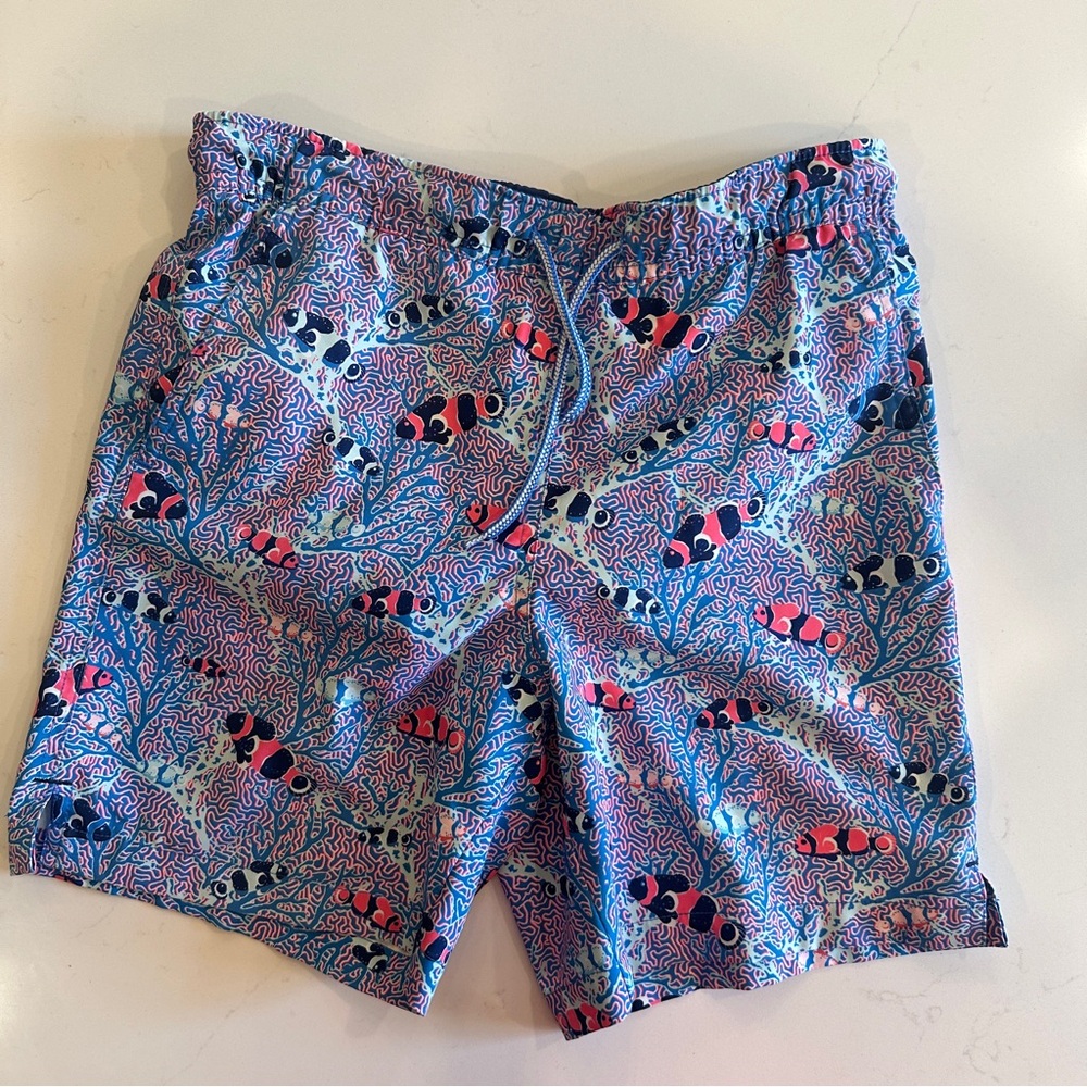 Peter Millar Blue and Pink Swim Trunks Vibrant Style